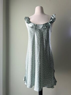 Morgan Taylor Sage Green Polka Dot Ruffle Slip